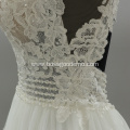 Gorgeous Long Chapel Train A Line Satin Wedding Dresses with Sheer Long Sleeves Crew Neckline Lace Appliques Bridal Gown